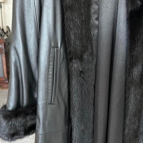 Chosen Couture leather full length coat with fur trim - Picture 5 of 8